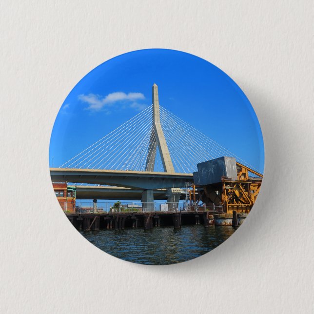 Boston-Brücken-Foto auf Geschenken Button (Vorderseite)