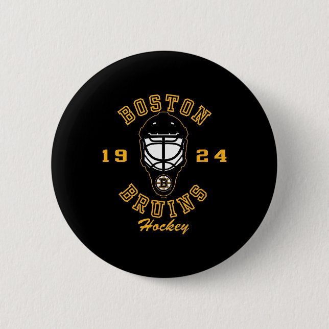 Boston Bruins Hockey Mask Black Officially License Button (Vorderseite)