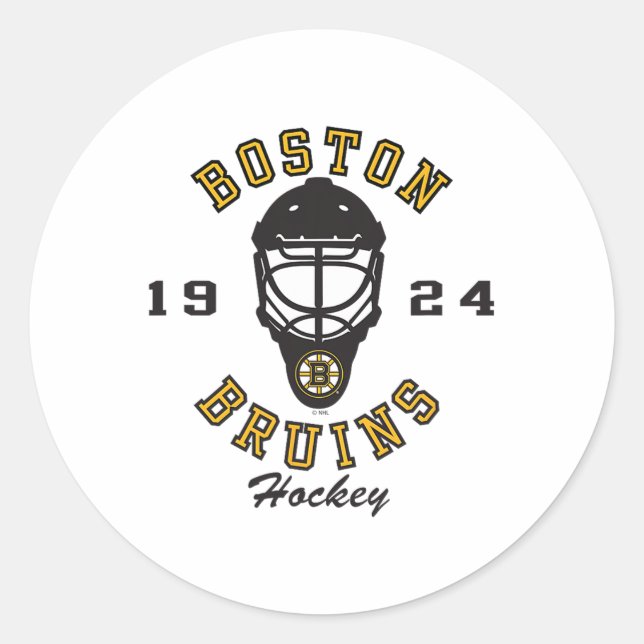 Boston Bruins Hockey Mask Gray Officially Licensed Runder Aufkleber (Vorderseite)