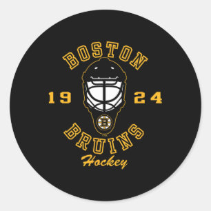 Boston Bruins Hockeymaske Schwarz Offiziell Lizenz Runder Aufkleber