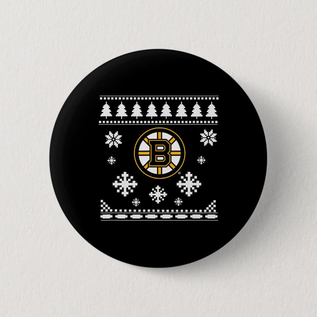 Boston Bruins Ugly Christmas Sweater Holidaze Button (Vorderseite)