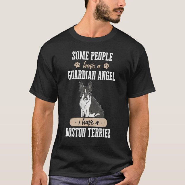 Boston Bull Terrier Dog Guardian Angel Boston Terr T-Shirt (Vorderseite)