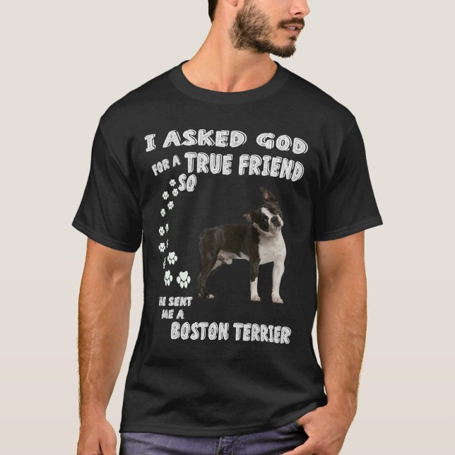 Boston Bull Terrier Dog Quote Mama Vater Print Bos T-Shirt (Vorderseite)