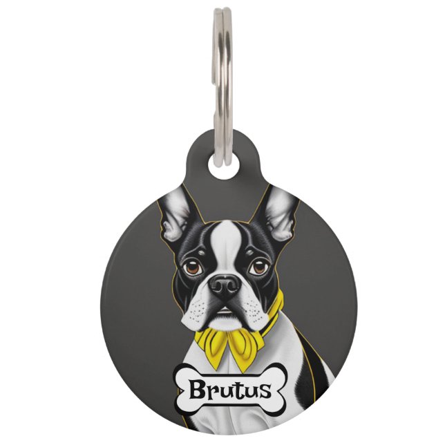Boston Bull Terrier Personalize Haustiermarke (Vorderseite)