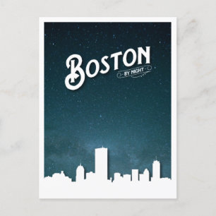 Boston by Night Skyline - Boston, Massachusetts, U Feiertagspostkarte