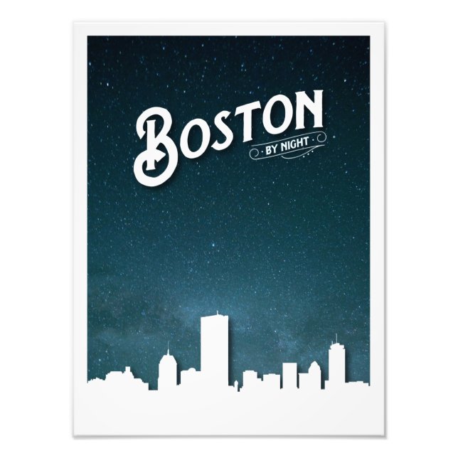 Boston by Night Skyline - Boston, Massachusetts, U Fotodruck (Vorne)