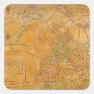 Boston, Charlestown, Cambridge, Massachusetts Quadratischer Aufkleber