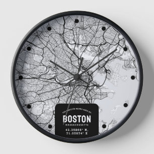 Boston City Map Clock Uhr