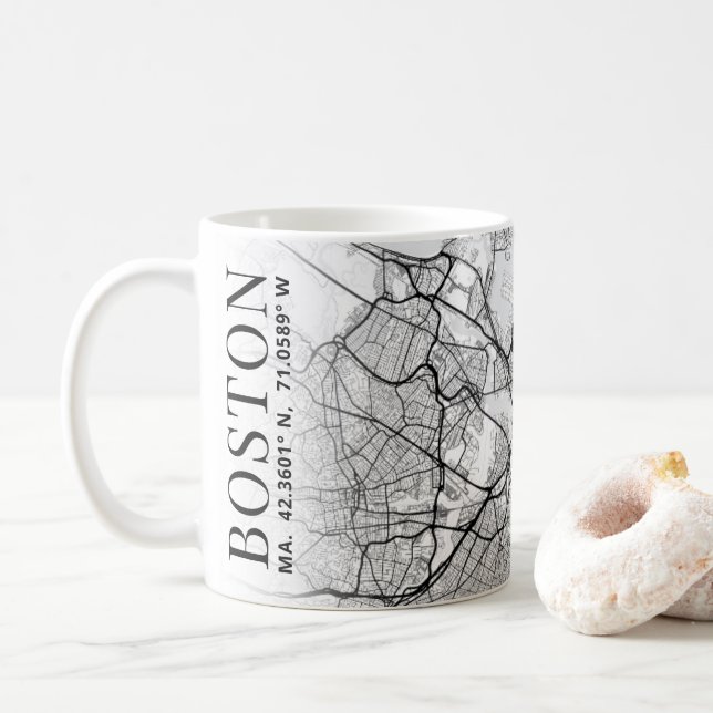 Boston City Map | Tasse des Kaffees (Mit Donut)