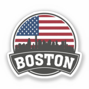 Boston City Skyline, Boston MA-Silhouette Aufkleber