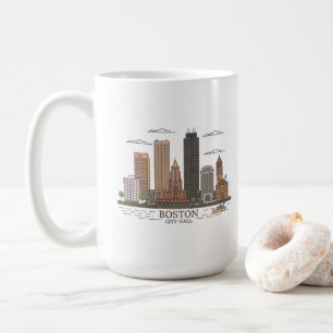 Boston City Skyline, Boston MA-Silhouette Kaffeetasse