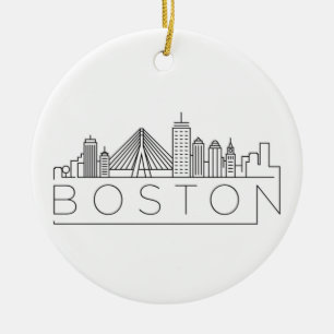 Boston City Skyline, Boston MA-Silhouette Keramik Ornament