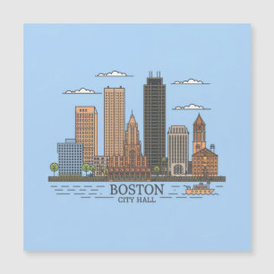 Boston City Skyline, Boston MA-Silhouette Magnetkarte