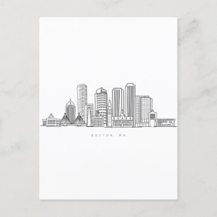 Boston City Skyline, Boston MA-Silhouette Postkarte