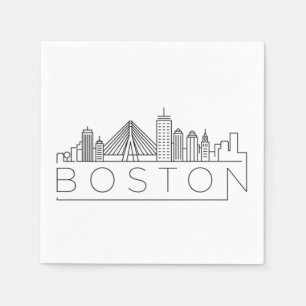 Boston City Skyline, Boston MA-Silhouette Serviette
