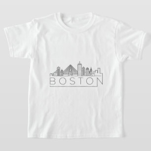 Boston City Skyline, Boston MA-Silhouette T-Shirt