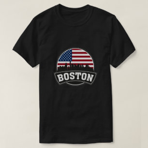 Boston City Skyline, Boston MA-Silhouette T-Shirt