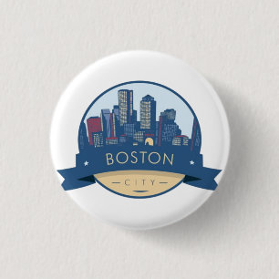 Boston City Skyline, Boston ma skyline Button
