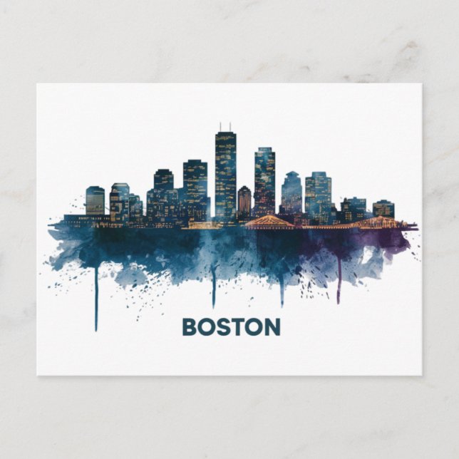 Boston City Skyline, Boston Ma Skyline Coffee Tass Postkarte (Vorderseite)