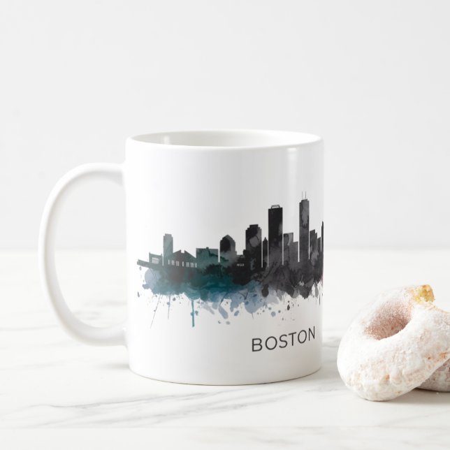 Boston City Skyline, Boston Ma Skyline Kaffeetasse (Mit Donut)