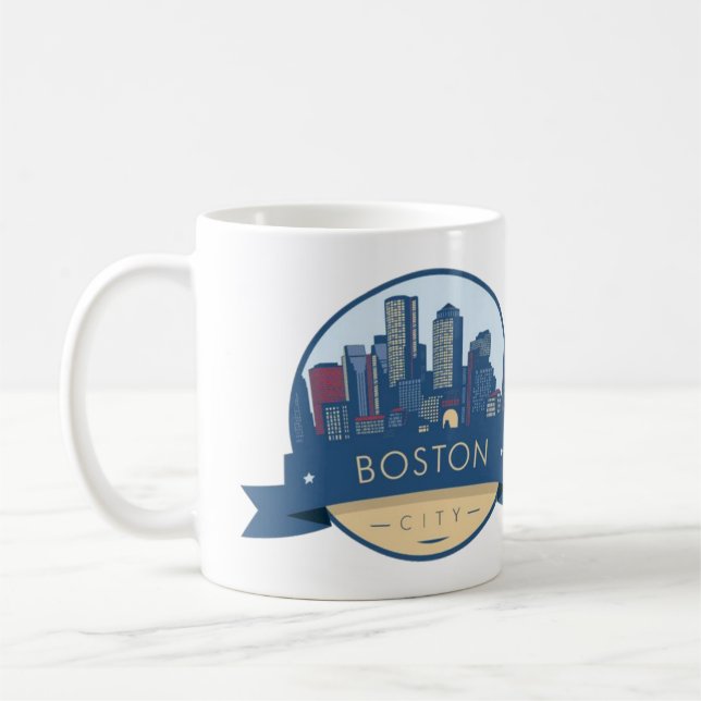 Boston City Skyline, Boston ma skyline Kaffeetasse (Links)