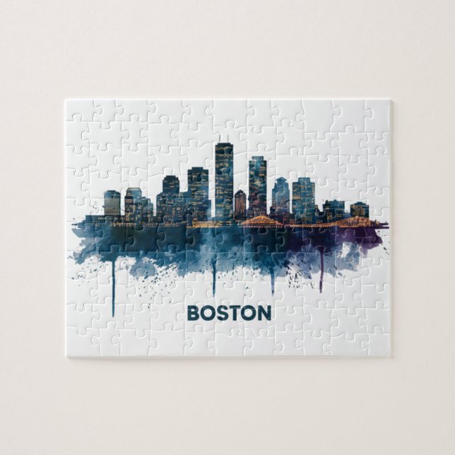 Boston City Skyline, Boston Ma Skyline Puzzle (Horizontal)