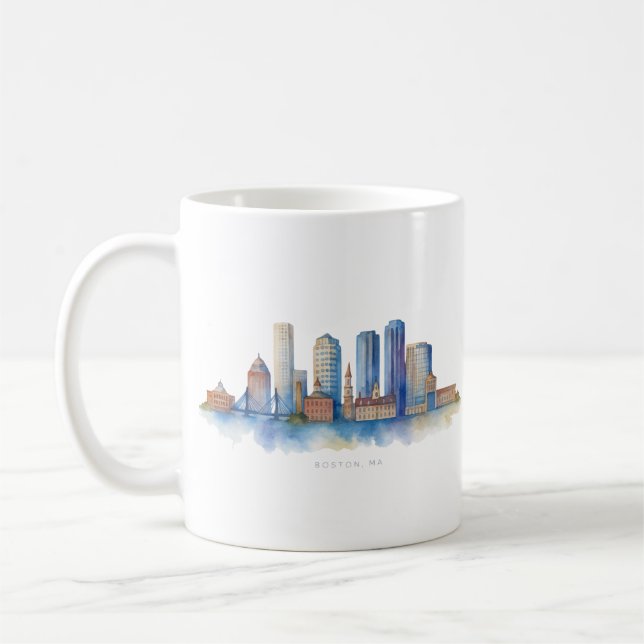 Boston City Skyline | Modernes Boston MA Kaffeetasse (Links)