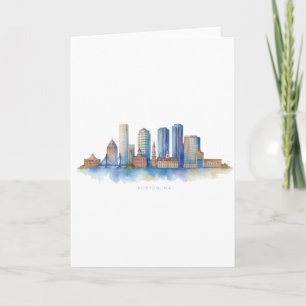 Boston City Skyline Modernes Boston MA Karte
