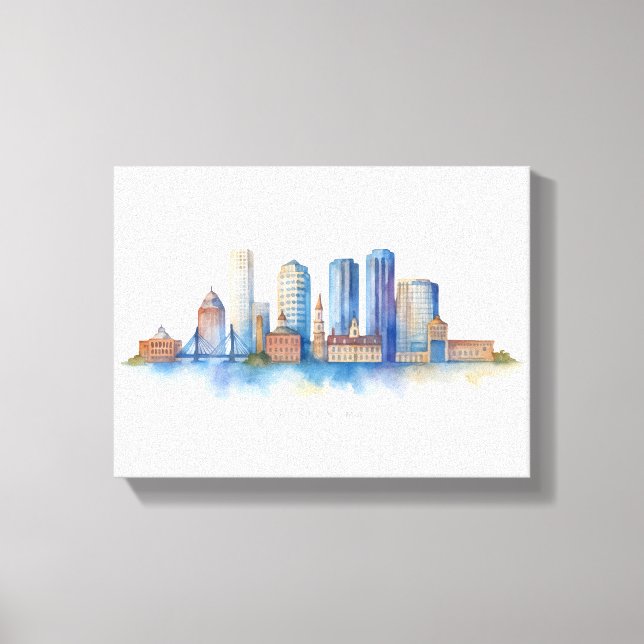 Boston City Skyline | Modernes Boston MA Leinwanddruck (Vorderseite)