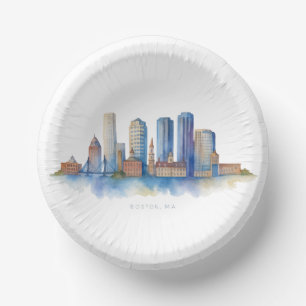 Boston City Skyline Modernes Boston MA Pappteller