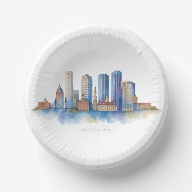 Boston City Skyline | Modernes Boston MA Pappteller (Vorderseite)