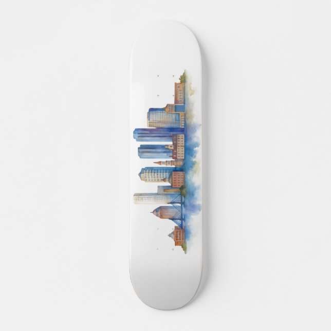 Boston City Skyline | Modernes Boston MA Skateboard (Vorne)