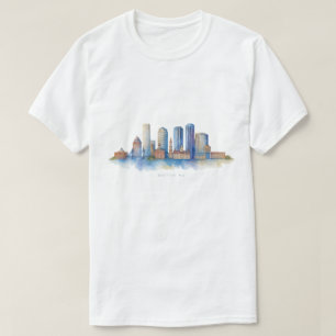 Boston City Skyline   Modernes Boston MA T-Shirt