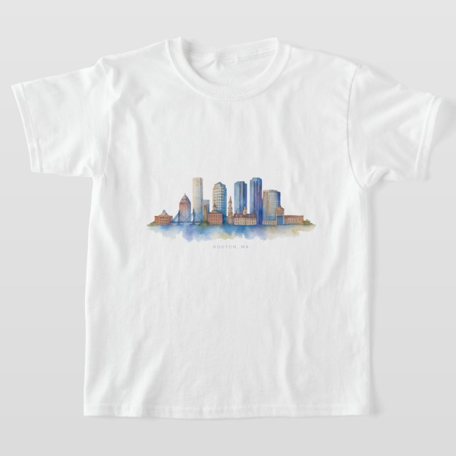Boston City Skyline | Modernes Boston MA T-Shirt (Ablage )