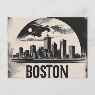 Boston City Skyline - Modernes Minimalistisches St Postkarte