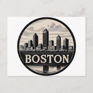 Boston City Skyline - Modernes Minimalistisches St Postkarte