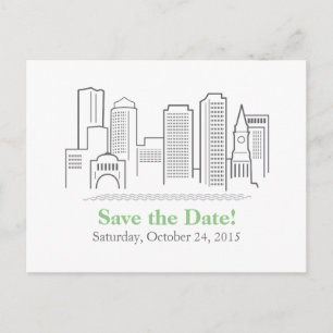 Boston City Skyline Save the Date Ankündigungspostkarte