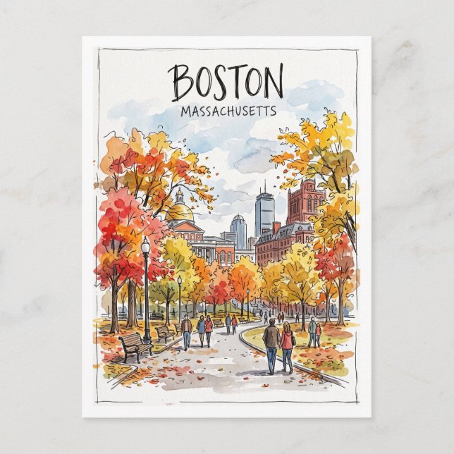 Boston Common Massachusetts Postkarte (Vorderseite)