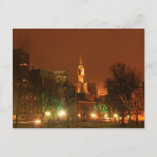 Boston Common Park Street Church Holiday Night Postkarte