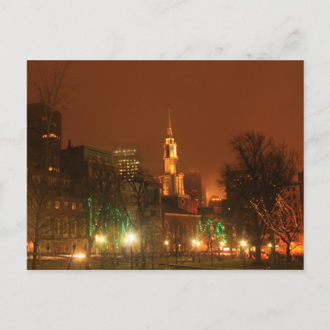Boston Common Park Street Church Postkarte (Vorderseite)