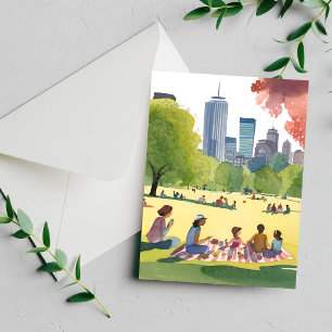 Boston Common Picknick Sommer-Aquarellkarte