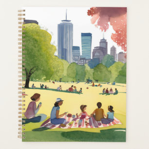 Boston Common Picknick   Sommer-Aquarellmalerei Planer