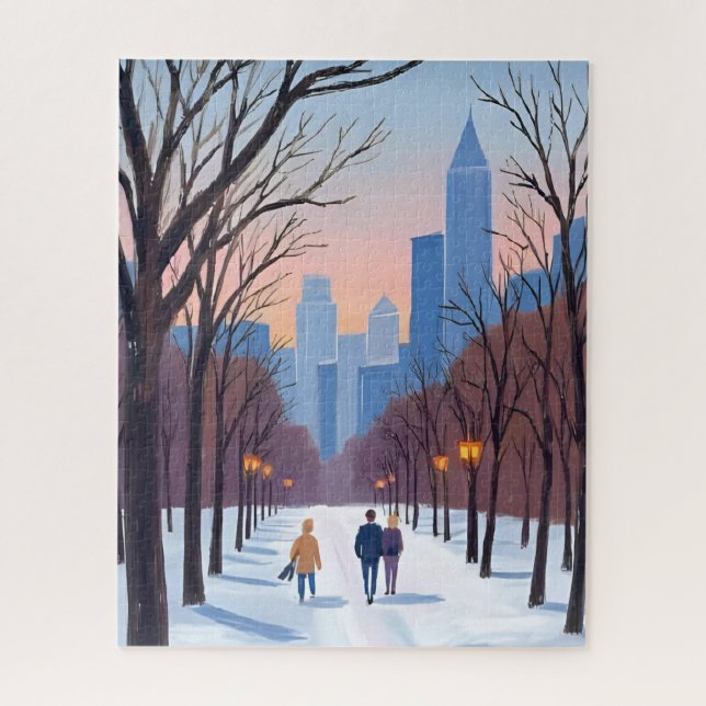 Boston Common Winter Aquarellmalerei Puzzle (Vertikal)