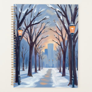 Boston Common   Winter-Schneefall Aquarell Planer