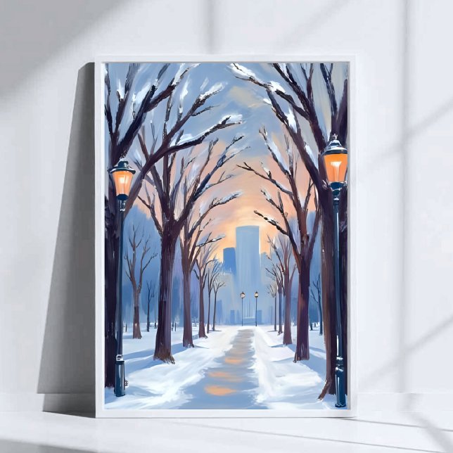 Boston Common Winter-Schneefall Aquarell Poster (Von Creator hochgeladen)
