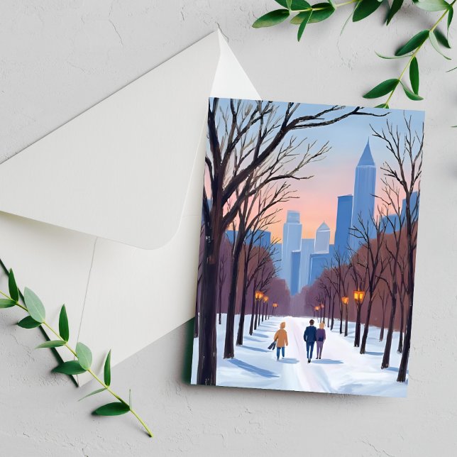 Boston Common Winter-Wasserfarbenmalerei-Karte (Von Creator hochgeladen)