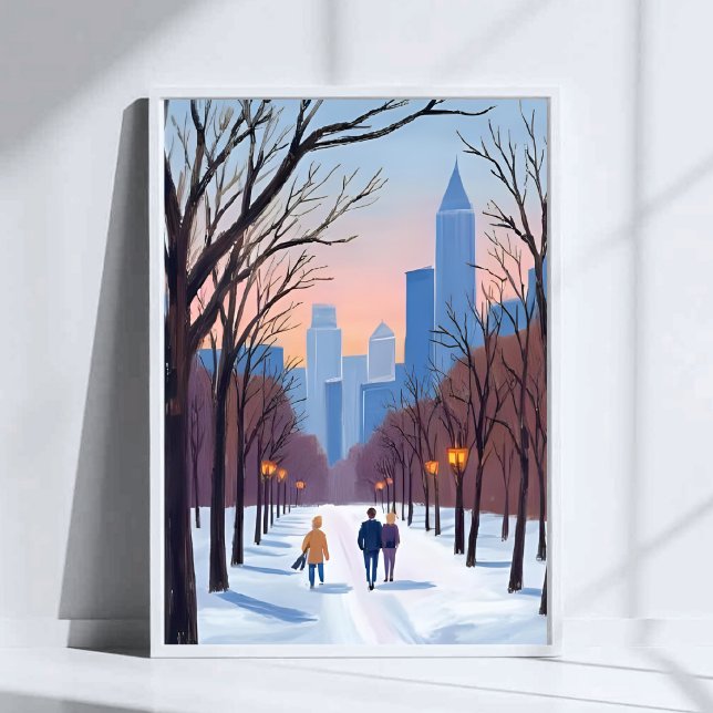 Boston Common Winter-Wasserfarbenmalerei Poster (Von Creator hochgeladen)