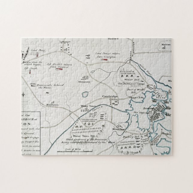 BOSTON-CONCORD KARTE, 1775 PUZZLE (Horizontal)