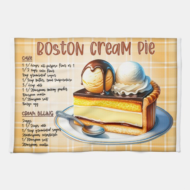 Boston Cream Pie Recipe Geschirrtuch (Horizontal)