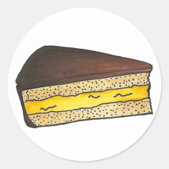 Boston Cream Pie Slice Baking Chocolate Dessert Runder Aufkleber (Vorderseite)
